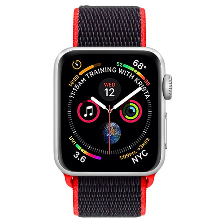 Lisslune | For Apple Watch 46mm / 49mm / 45mm / 44mm Simple Fashion Nylon Watch Strap with Magic Wand (Red)
