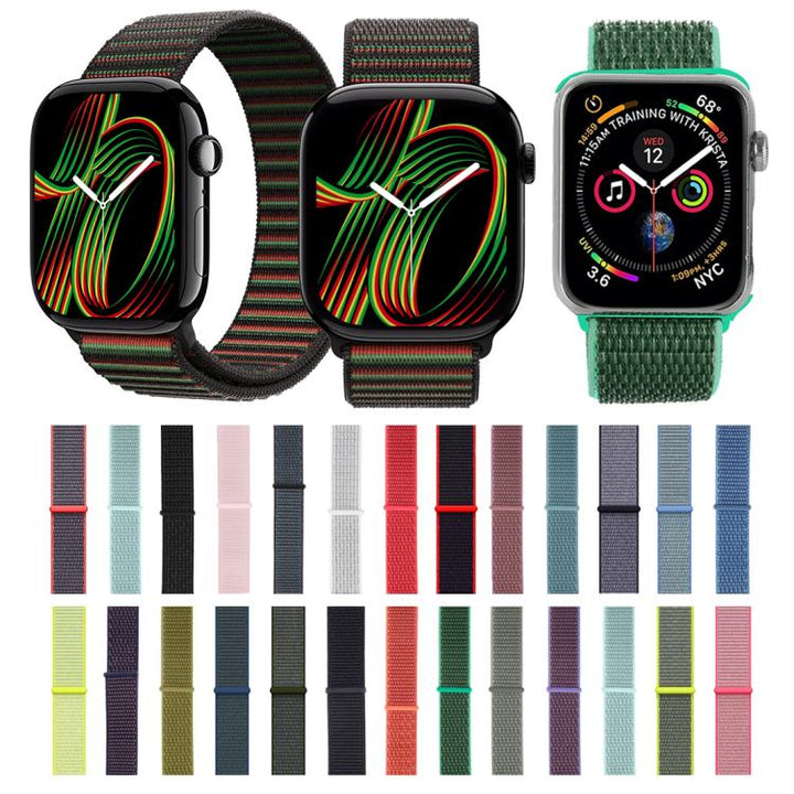 Lisslune | For Apple Watch 46mm / 49mm / 45mm / 44mm Simple Fashion Nylon Watch Strap with Magic Wand (Red)