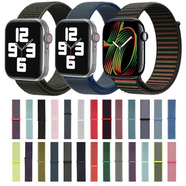 Lisslune | For Apple Watch 42mm / 41mm / 40mm / 38mm Simple fashion nylon watch strap with Magic Stick (Silver)