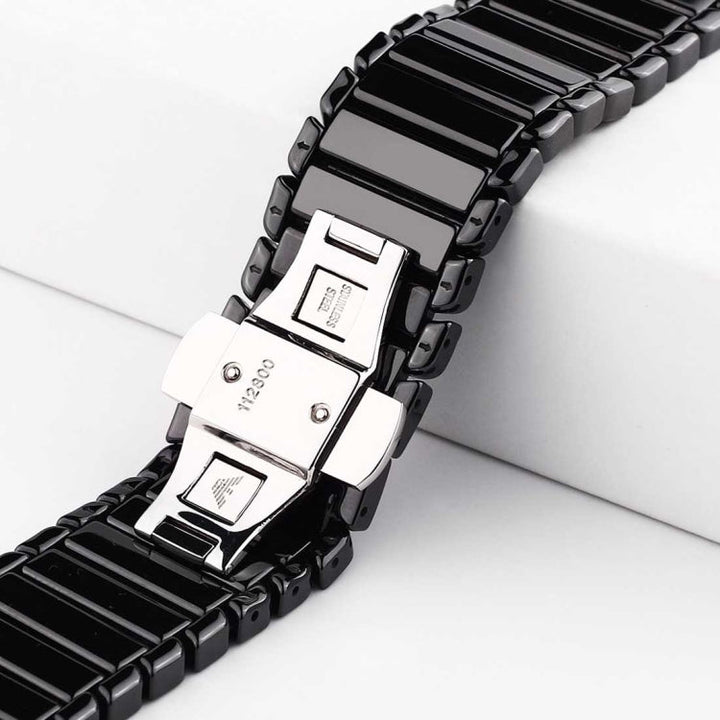 Lisslune | For Apple Watch Ultra 49mm & Watch Ultra 2 49mm / Series 10 46mm / 9 & 8 & 7 45mm / SE 3 & SE 2 & 6 & SE & 5 & 4 44mm / 3 & 2 & 1 42mm Delicate Ceramic Band (Black)