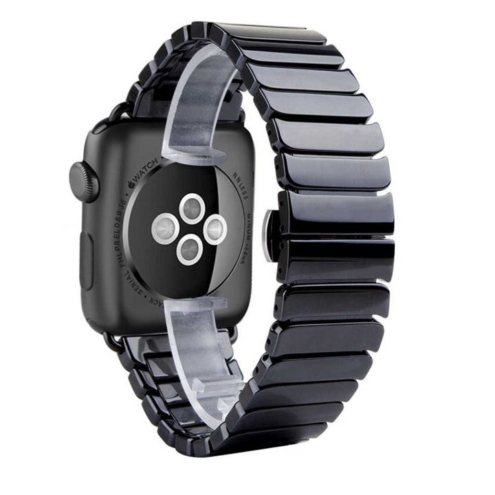 Lisslune | For Apple Watch Ultra 49mm & Watch Ultra 2 49mm / Series 10 46mm / 9 & 8 & 7 45mm / SE 3 & SE 2 & 6 & SE & 5 & 4 44mm / 3 & 2 & 1 42mm Delicate Ceramic Band (Black)