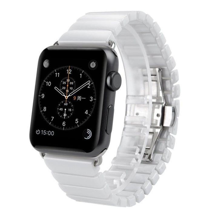 Lisslune | For Apple Watch Ultra 49mm & Watch Ultra 2 49mm / Series 10 46mm / 9 & 8 & 7 45mm / SE 3 & SE 2 & 6 & SE & 5 & 4 44mm / 3 & 2 & 1 42mm Delicate Ceramic Bracelet (White)