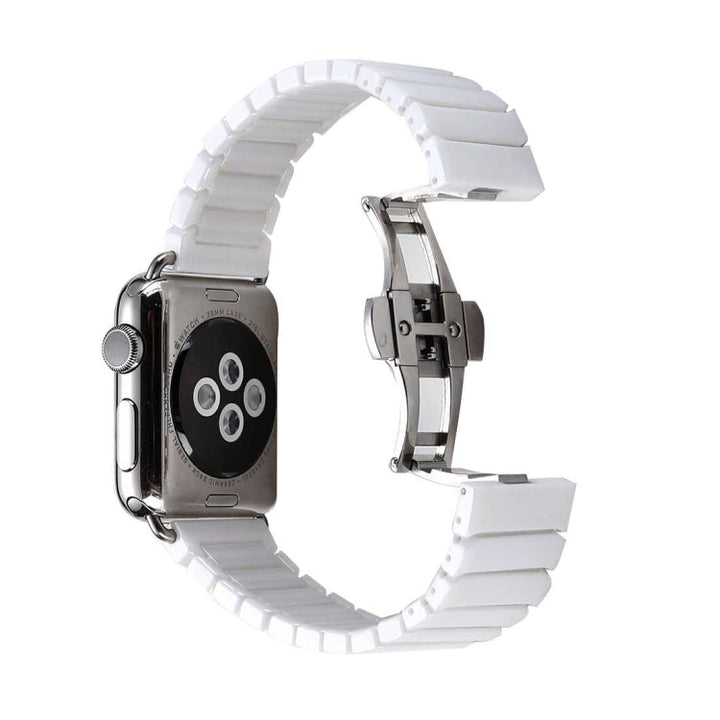 Lisslune | For Apple Watch Ultra 49mm & Watch Ultra 2 49mm / Series 10 46mm / 9 & 8 & 7 45mm / SE 3 & SE 2 & 6 & SE & 5 & 4 44mm / 3 & 2 & 1 42mm Delicate Ceramic Bracelet (White)
