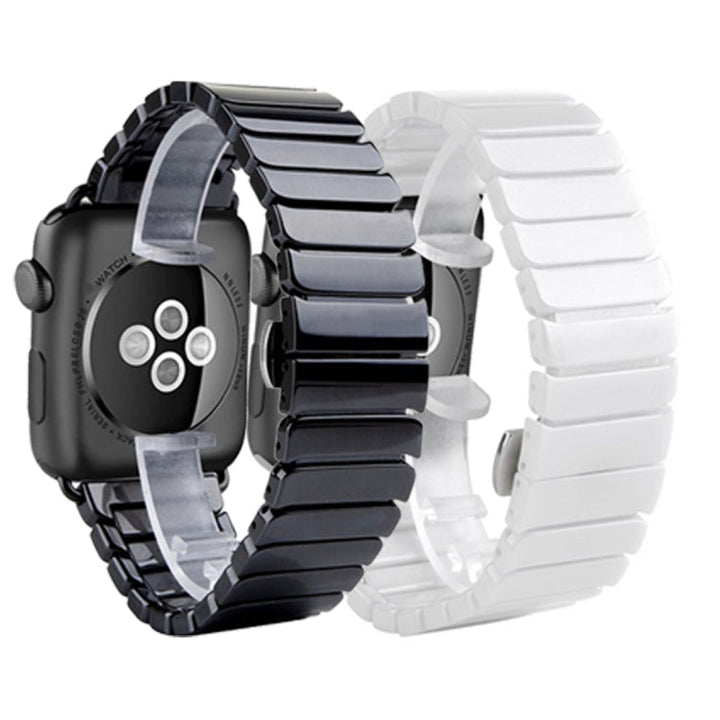 Lisslune | For Apple Watch Ultra 49mm & Watch Ultra 2 49mm / Series 10 46mm / 9 & 8 & 7 45mm / SE 3 & SE 2 & 6 & SE & 5 & 4 44mm / 3 & 2 & 1 42mm Delicate Ceramic Band (Black)