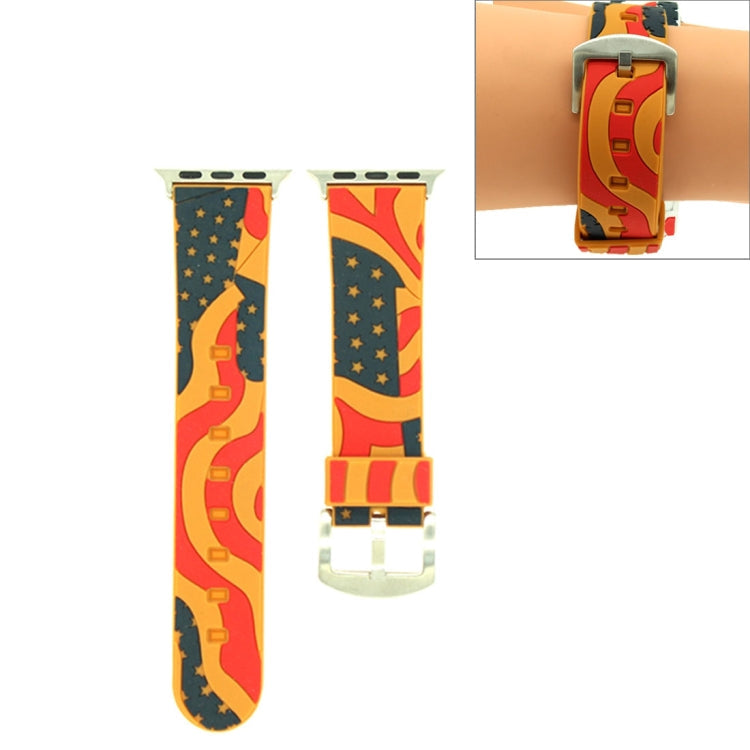 Lisslune | For Apple Watch Series 3 & 2 & 1 42mm Fashion The Old Glory Pattern Silicone Watch Band (Orange)