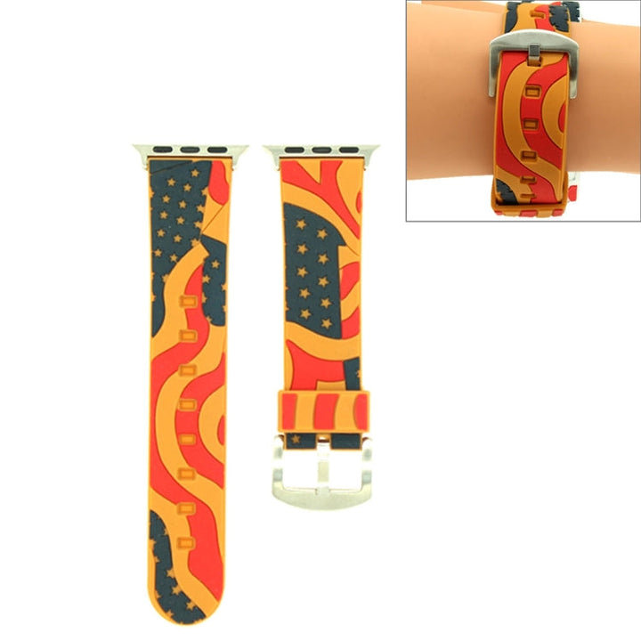 Lisslune | For Apple Watch Series 3 & 2 & 1 42mm Fashion The Old Glory Pattern Silicone Watch Band (Orange)