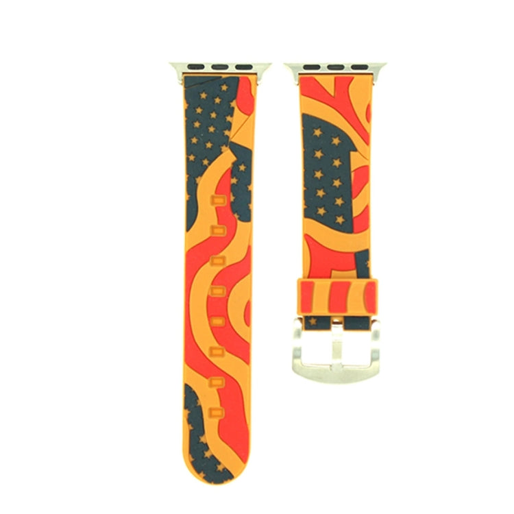 Lisslune | For Apple Watch Series 3 & 2 & 1 42mm Fashion The Old Glory Pattern Silicone Watch Band (Orange)