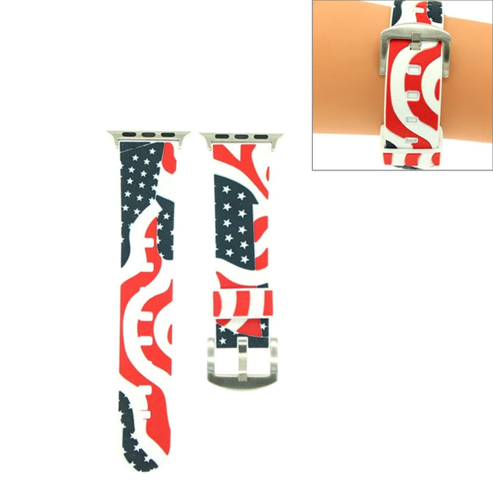 Lisslune | For Apple Watch Series 3 & 2 & 1 42mm Fashion The Old Glory Pattern Silicone Watch Band (White)