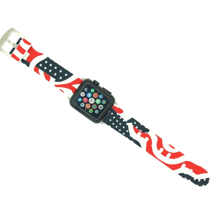 Lisslune | For Apple Watch Series 3 & 2 & 1 42mm Fashion The Old Glory Pattern Silicone Watch Band (White)