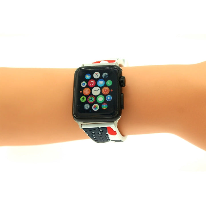 Lisslune | For Apple Watch Series 3 & 2 & 1 42mm Fashion The Old Glory Pattern Silicone Watch Band (White)
