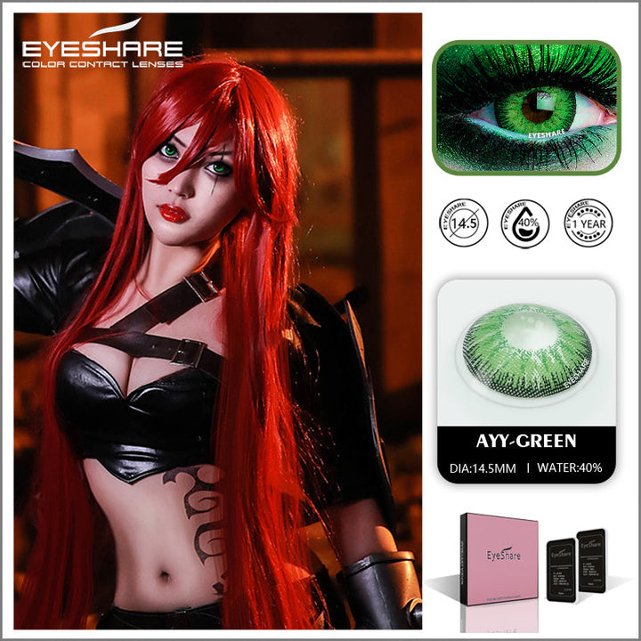 Rynx Cosplay AYY Green 14.5mm 1 Pair | 1 Year