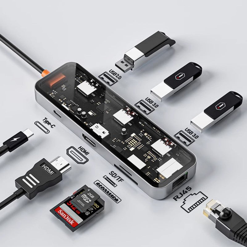 Lisslune | Eight-In-One Multi-Interface Transparent Expansion Dock