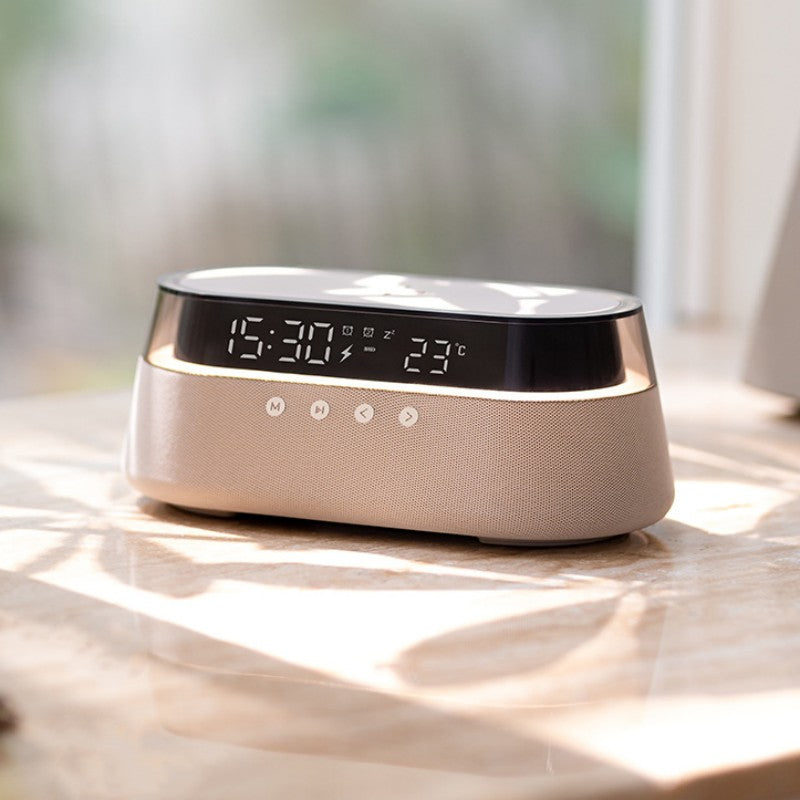 Lisslune | Night Light Wireless Charging Alarm Clock Retro Bluetooth Speaker