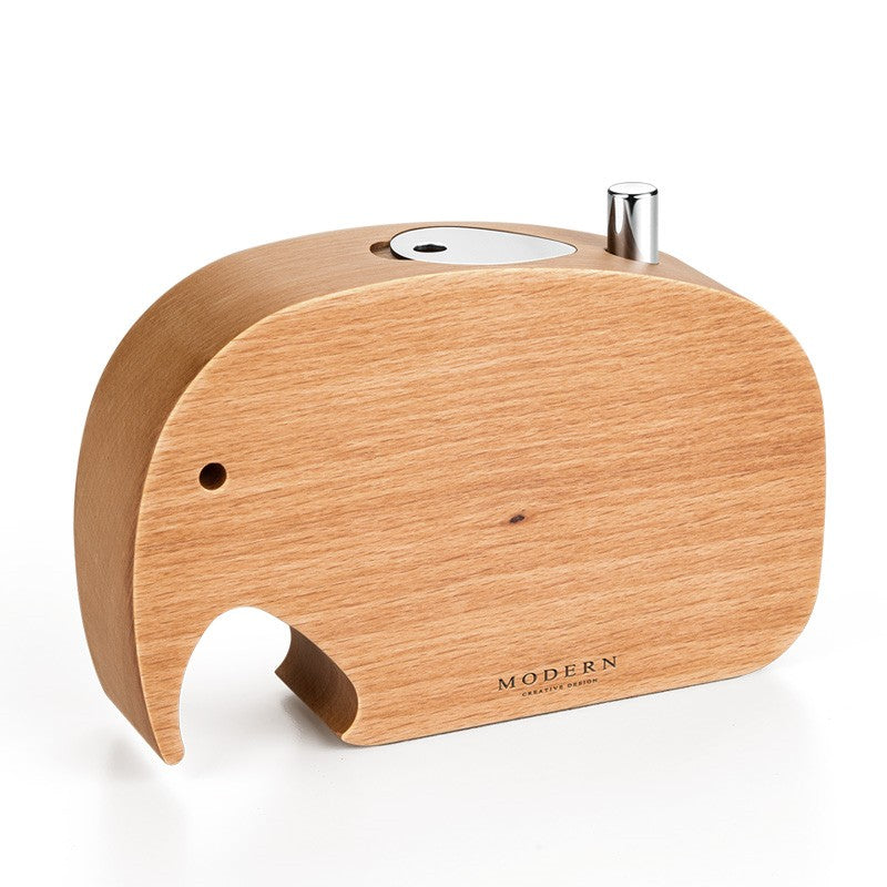 Lisslune | Push-To-Dispense Solid Wood Elephant Toothpick Holder