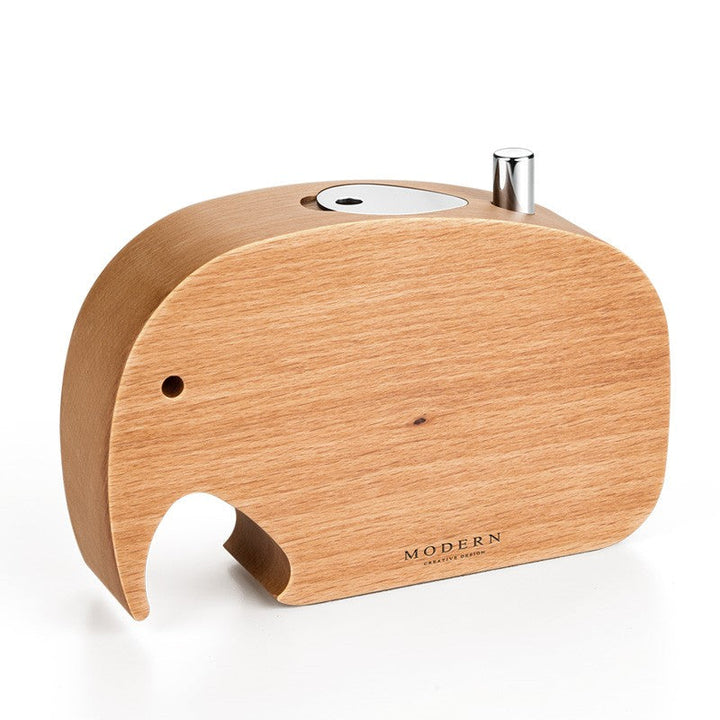 Lisslune | Push-To-Dispense Solid Wood Elephant Toothpick Holder