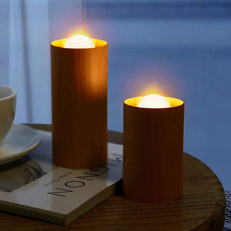 Lisslune | Wooden Creative Candlelight Airflow Blowing Control Night Light