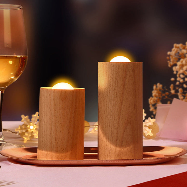 Lisslune | Wooden Creative Candlelight Airflow Blowing Control Night Light
