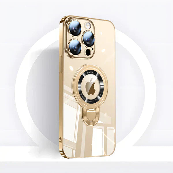Lisslune | iPhone MagSafe Series | Transparent electroplated rotating stand phone case