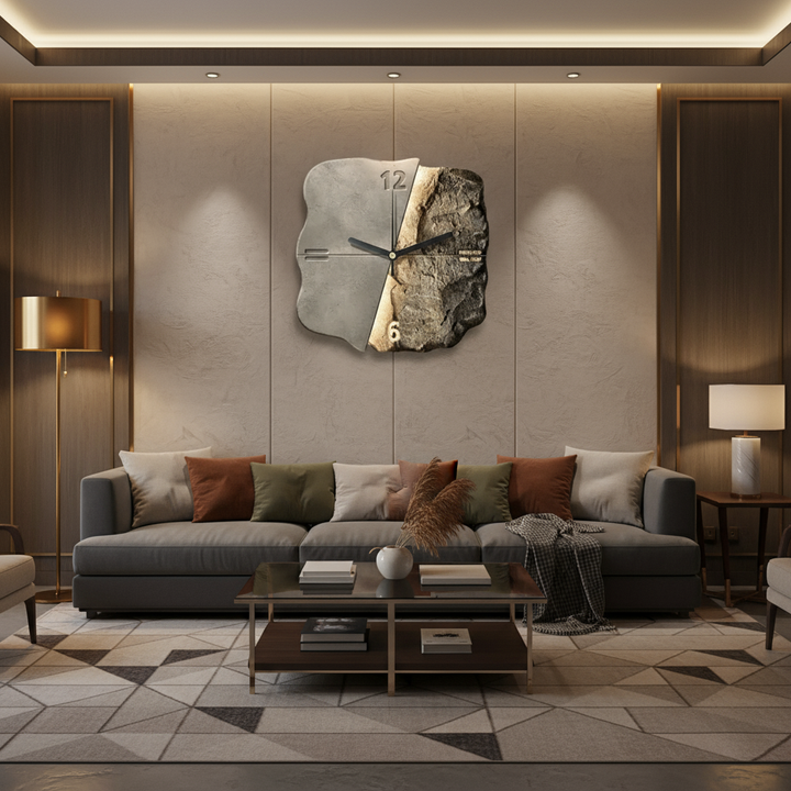 Lisslune | Modern 3D Wall Clock – Large 30cm Designer Sandstone Clock with Silent Quartz Movement