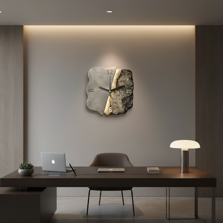 Lisslune | Modern 3D Wall Clock – Large 30cm Designer Sandstone Clock with Silent Quartz Movement