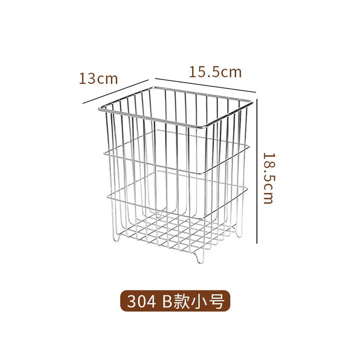 Rynx | 304 Stainless Steel Drain Basket Household Kitchen Storage Basket Square Fruit Vegetable Basket Cosmetic Storage Basket