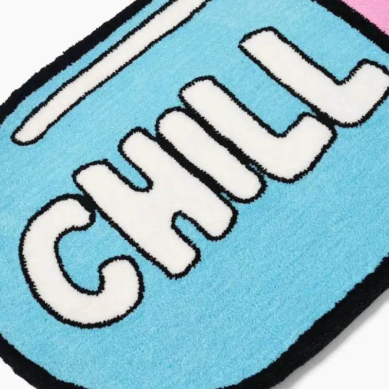 Rynx | Blue and Pink Capsule Pattern Handcrafted Custom Carpet Housewarming Gift Handmade Non-Slip Home Accessory Personalized Decoration Rugs