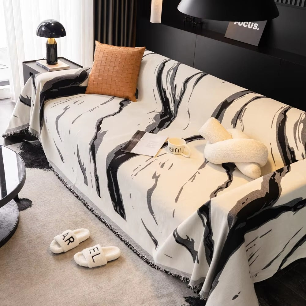 Lisslune | Abstract Brushstroke Chenille Sofa Cover