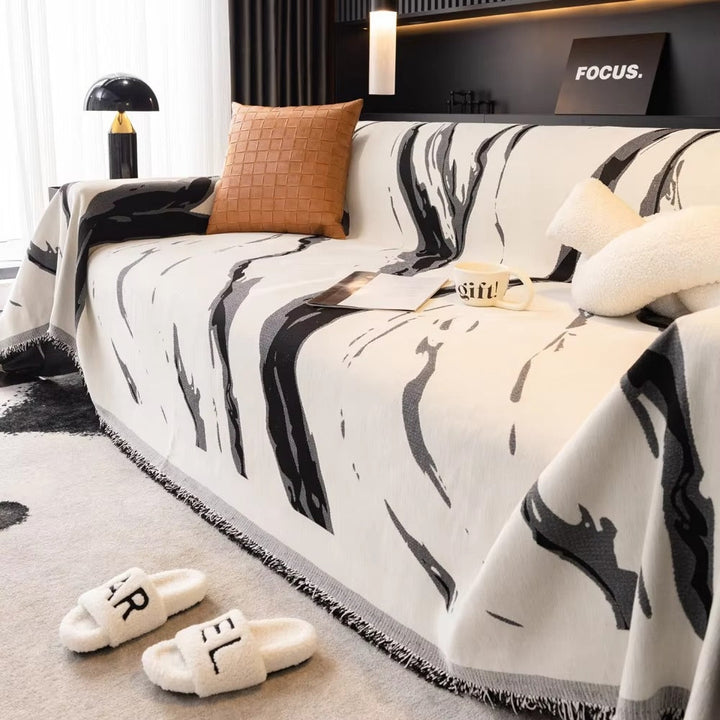 Lisslune | Abstract Brushstroke Chenille Sofa Cover