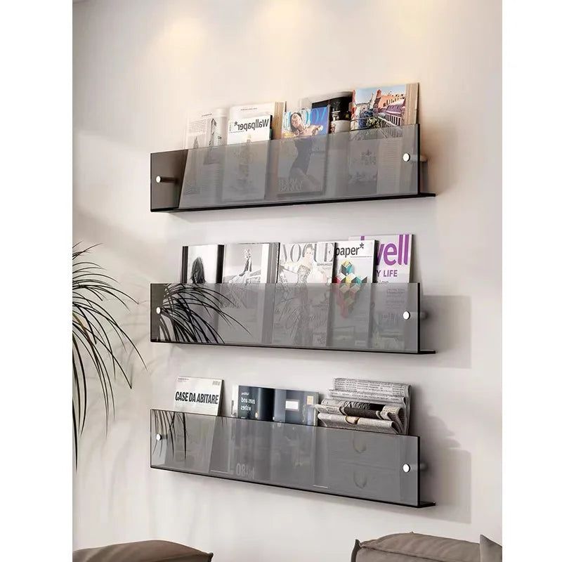 Lisslune | ClearLine – Stylish Acrylic Wall Shelf for Magazines