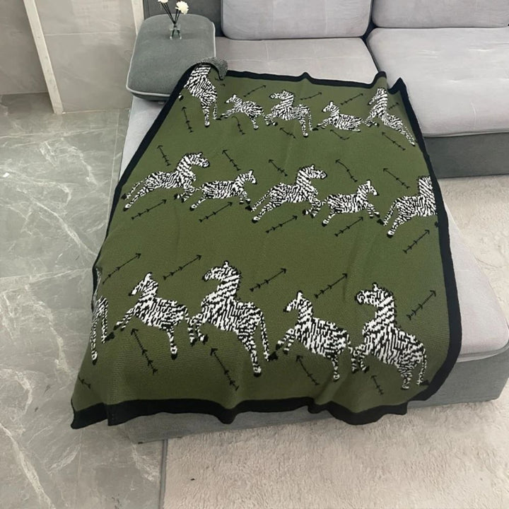 Lisslune | Acrylic Vintage Wild Zebra Knitted Blanket