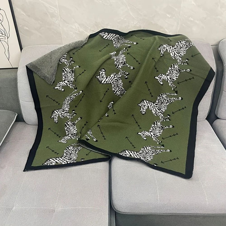 Lisslune | Acrylic Vintage Wild Zebra Knitted Blanket
