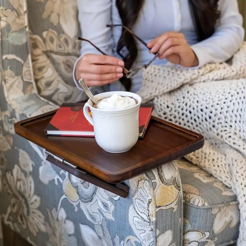 Lisslune | Adjustable Bamboo Clip-On Arm Tray Table