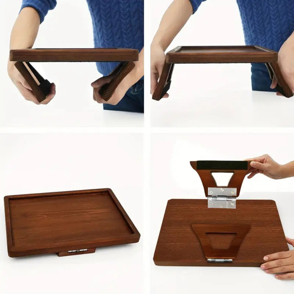 Lisslune | Adjustable Bamboo Clip-On Arm Tray Table