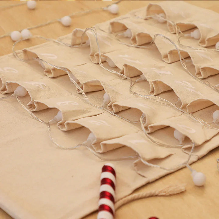 Lisslune | Cotton Advent Calendar with 24 Pockets – Sustainable & Reusable Christmas Decoration