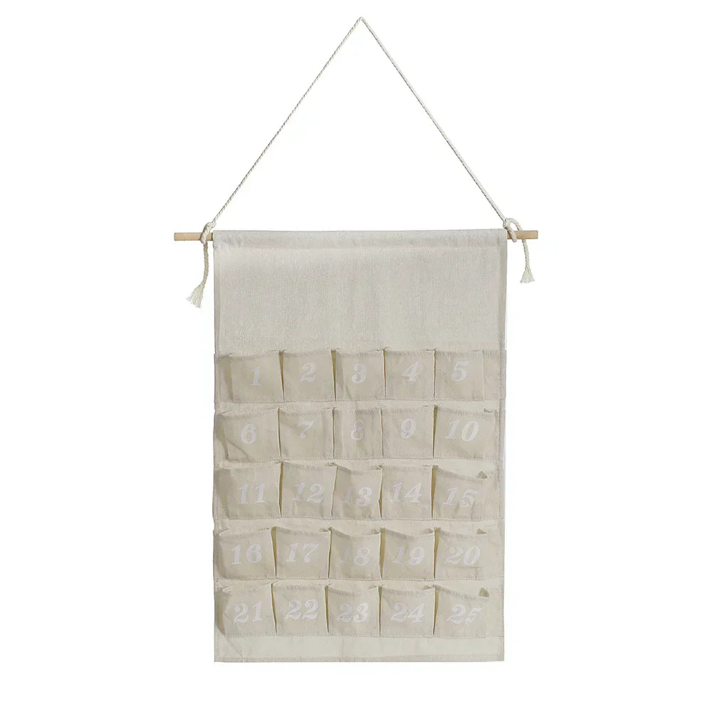 Lisslune | Cotton Advent Calendar with 24 Pockets – Sustainable & Reusable Christmas Decoration
