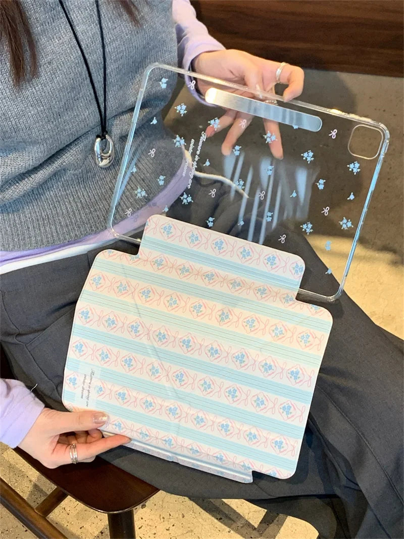 Lisslune | Kawayii Für IPad Air 11 iPad 10. Generation 10.9 9th 8th 7th 10.2 Mini 6 7 13in Blumen Schleifen Druck Soft Funda Hüllen