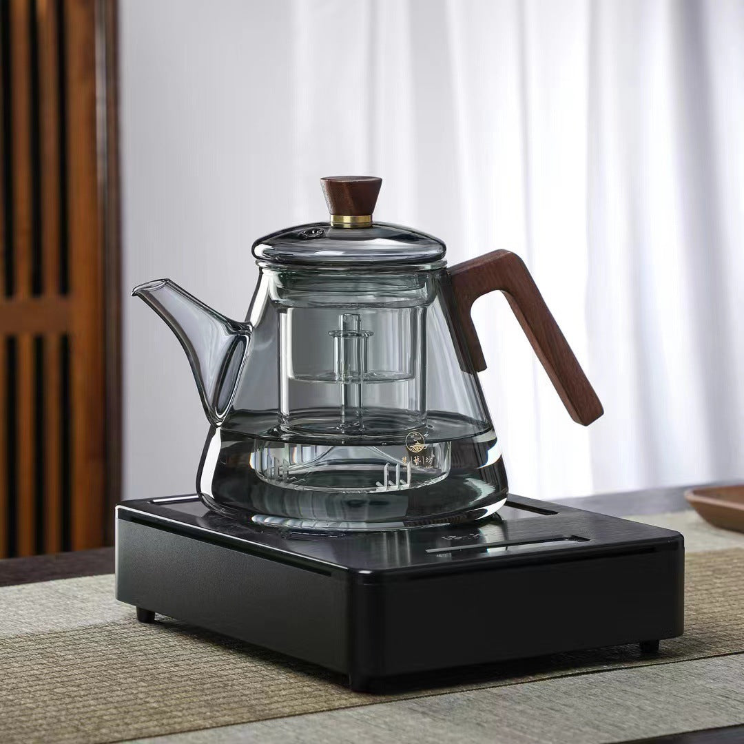 Lisslune | Aetheris Glass Brew Teapot – Heat-Resistant Glass Teapot with Wooden Handle & Infuser (900ml)