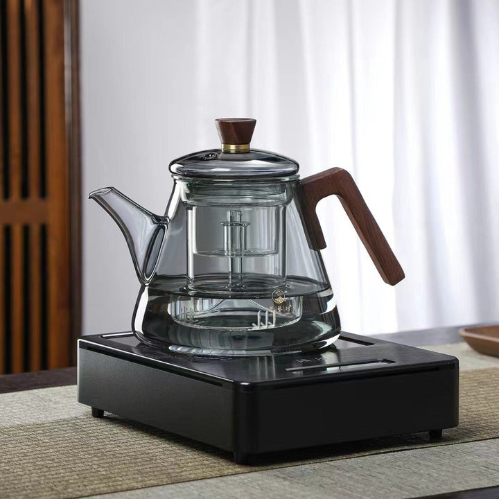 Lisslune | Aetheris Glass Brew Teapot – Heat-Resistant Glass Teapot with Wooden Handle & Infuser (900ml)