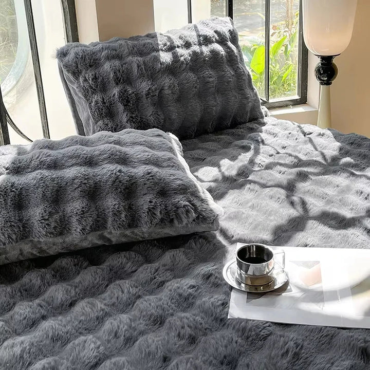 Rynx | Rabbit Plush Pillowcase 48x74cm 2 pcs. Soft Warm Fluffy Reversible Pillowcase Decorative Pillowcase for Beds Home Decoration