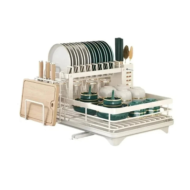 Lisslune | Adjustable Stainless Steel Dish Drying Rack – Space-Saving Kitchen Drainer for Plates, Glasses & Cutlery