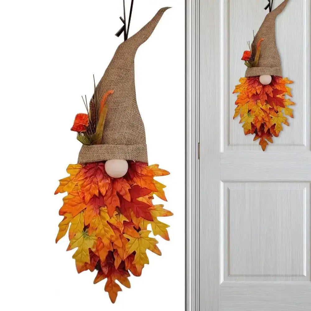 Lisslune | MapleCharm Dwarf Door Hanger – Rustic Wooden Fairy Tale Decoration for Entrance & Garden