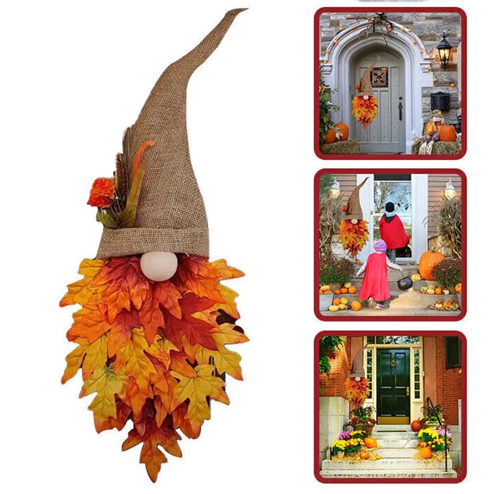 Lisslune | MapleCharm Dwarf Door Hanger – Rustic Wooden Fairy Tale Decoration for Entrance & Garden