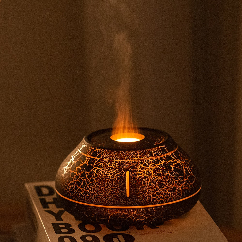 Lisslune | Air humidifier crack volcano flame essential oil diffuser ultrasonic cool mist maker LED essential oil lamp air diffuser