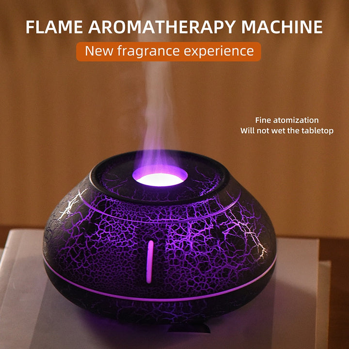 Lisslune | Air humidifier crack volcano flame essential oil diffuser ultrasonic cool mist maker LED essential oil lamp air diffuser
