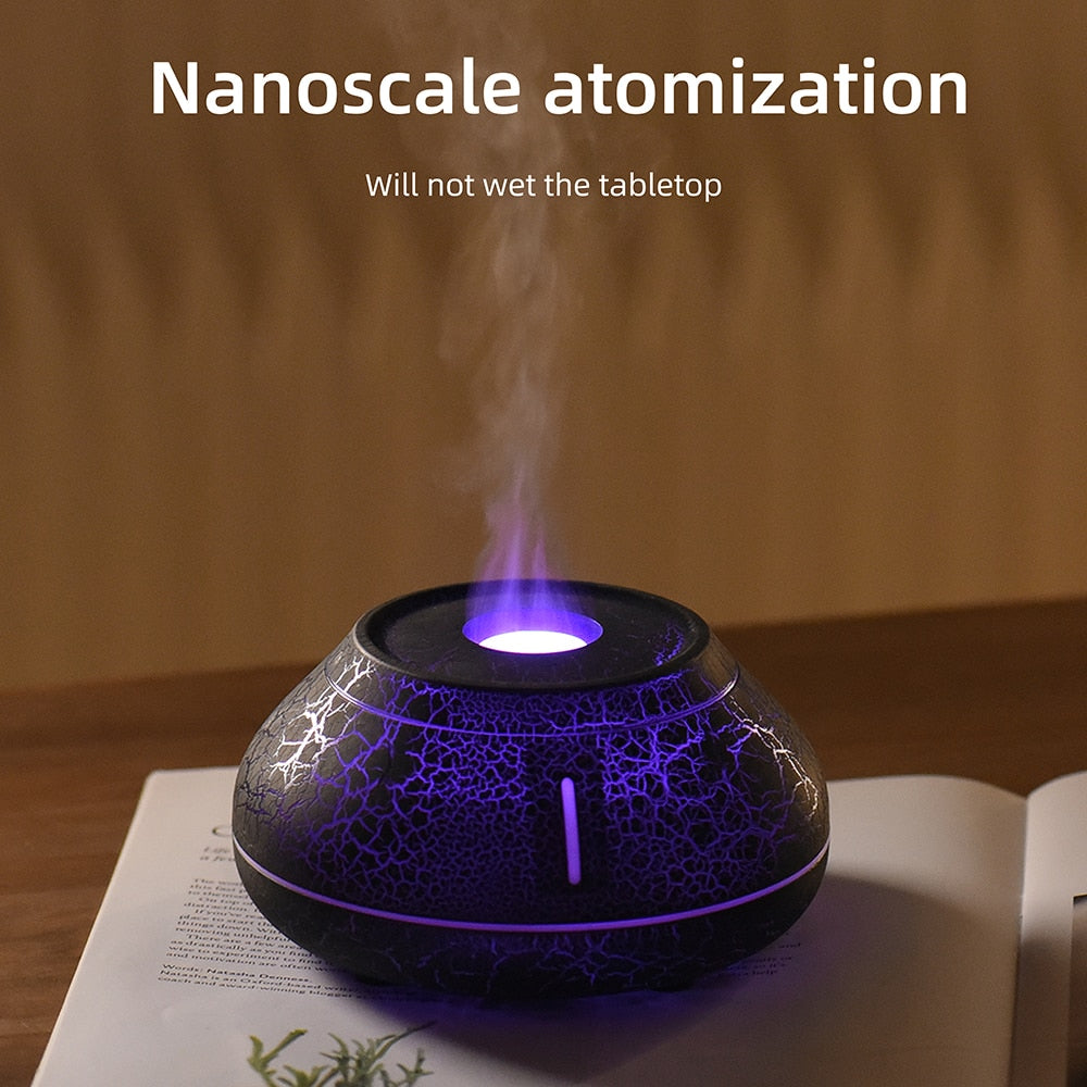 Lisslune | Air humidifier crack volcano flame essential oil diffuser ultrasonic cool mist maker LED essential oil lamp air diffuser