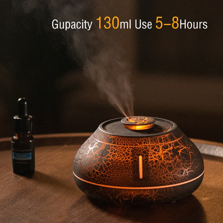 Lisslune | Air humidifier crack volcano flame essential oil diffuser ultrasonic cool mist maker LED essential oil lamp air diffuser