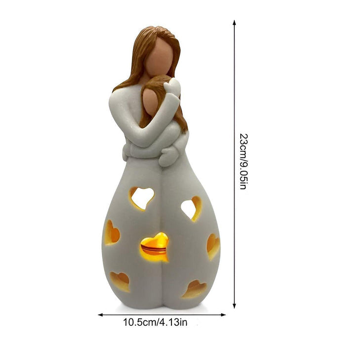 Lisslune | Charming Mother-Daughter Figure with Flickering Candleholder