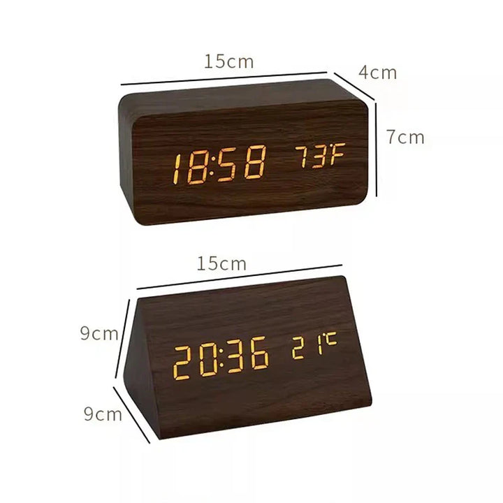 Lisslune | Charms | Digital Wooden Alarm Clock | Including Temperature Display
