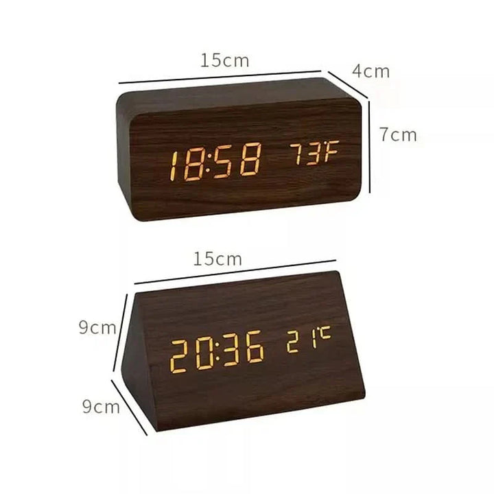 Lisslune | Wood LED Alarm Clock – Voice & Temp Display