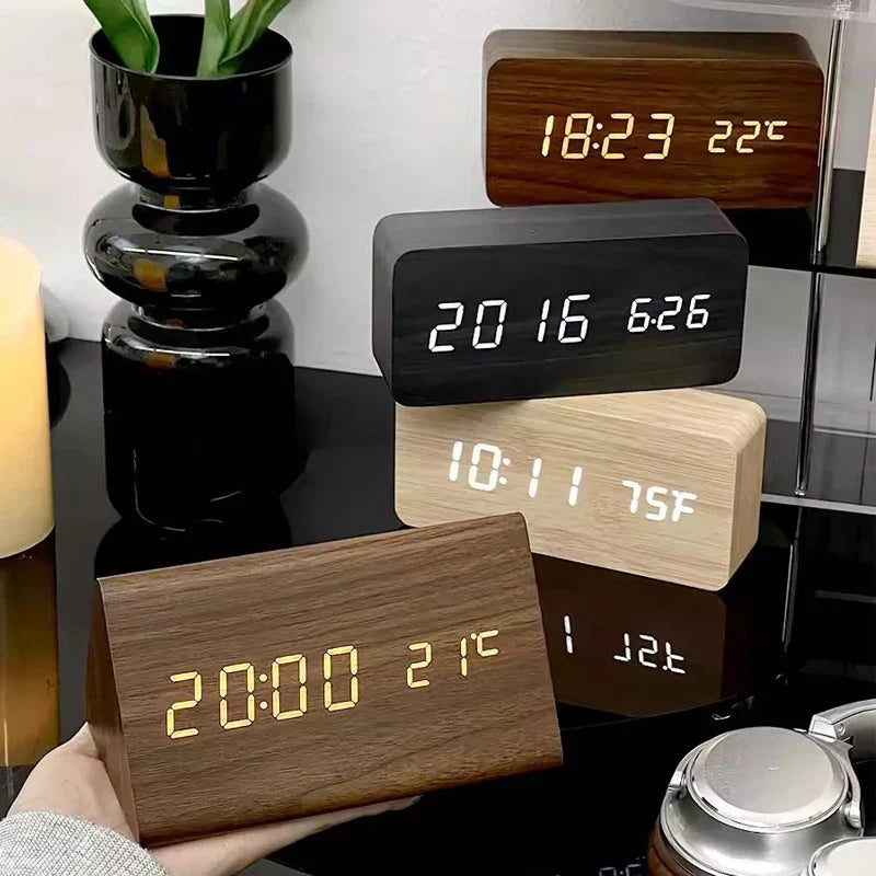 Lisslune | Charms | Digital Wooden Alarm Clock | Including Temperature Display